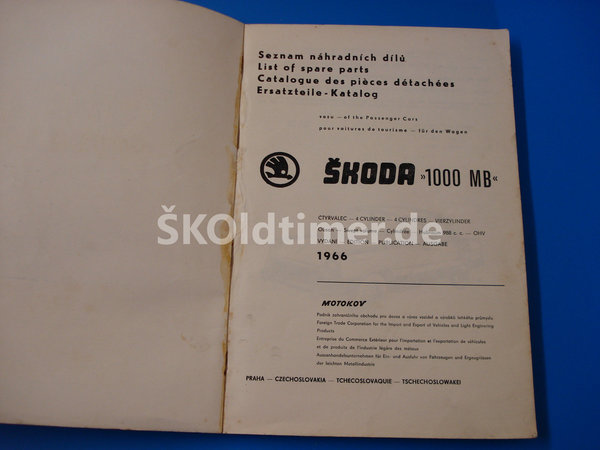 Ersatzteile-Katalog 1000MB - Ausgabe 1966