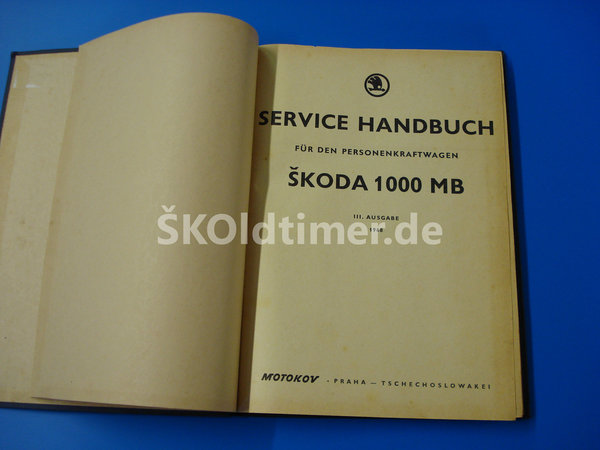 Service-Handbuch Škoda 1000MB - Ausgabe 1968