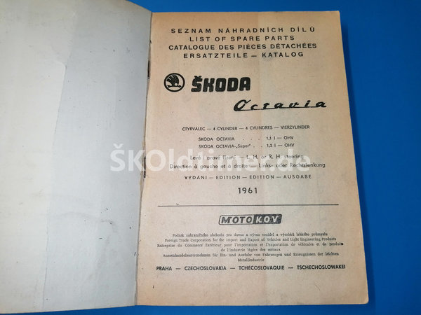 Ersatzteile-Katalog Skoda Octavia - Ausgabe 1961