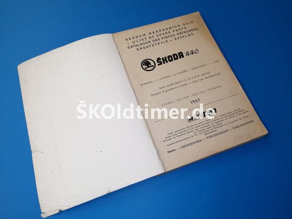 Ersatzteile-Katalog Skoda 440 - Ausgabe 1957
