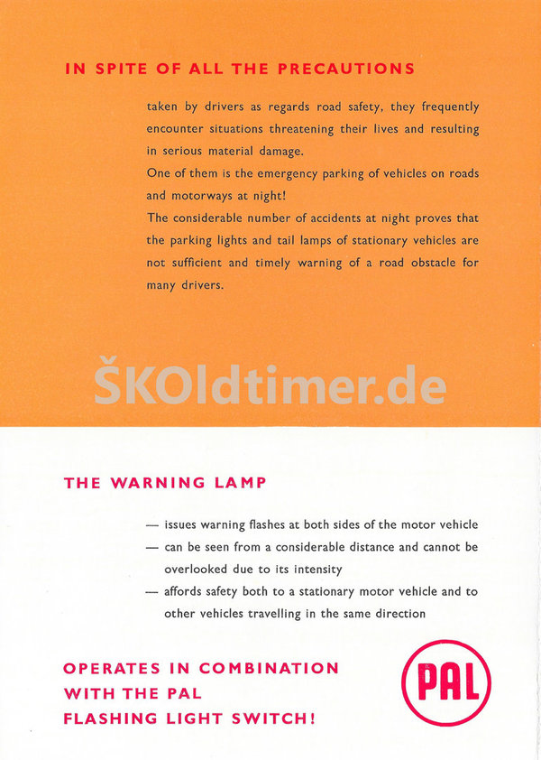 PAL Datenblatt - Warnblinkleuchten (1967)